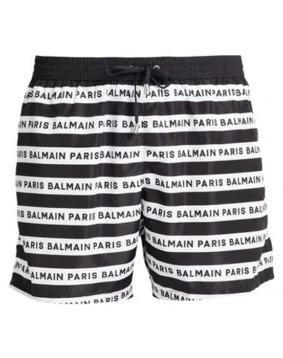 Balmain Man Swim Trunks Black Size S Polyester In Black
