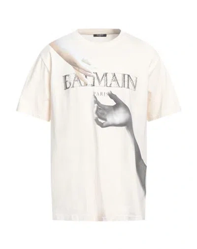 Balmain Man T-shirt Beige Size S Cotton In Neutral