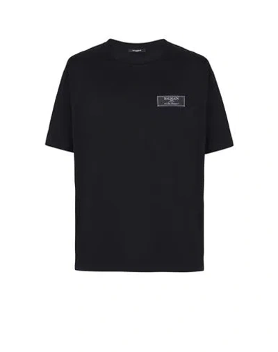 Balmain Couture Label Round Neck Slim Fit T-shirt In Black