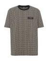 Balmain Grey T-shirt With Logo Applied On The Chest And All-over Labyrinth Motif In Cotton Man In Black