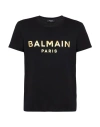 Balmain Metallic Logo-print Cotton T-shirt In Black