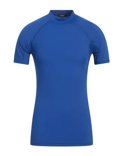 Balmain Man T-shirt Bright Blue Size L Polyamide, Elastane