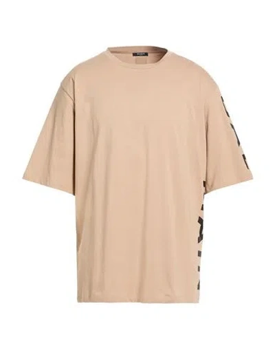 Balmain Man T-shirt Beige Size L Cotton In Neutral