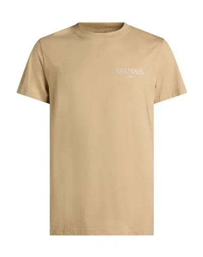 Balmain Man T-shirt Beige Size Xl Cotton In Neutral