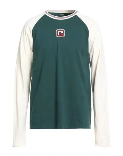 Balmain Man T-shirt Dark Green Size L Cotton