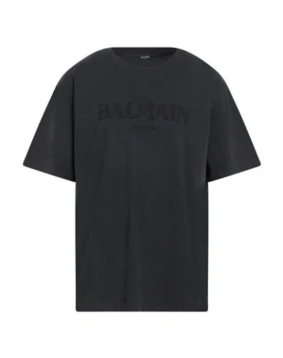 Balmain Man T-shirt Lead Size L Cotton In Gray