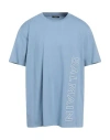 Balmain Man T-shirt Light Blue Size M Cotton