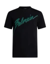 Balmain Man T-shirt Midnight Blue Size L Cotton In Black