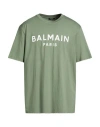 Balmain Man T-shirt Military Green Size S Cotton