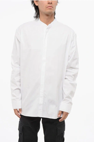 BALMAIN MANDARIN COLLAR POPLIN COTTON SHIRT