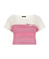Balmain Mariniere Cropped T-shirt In Pink