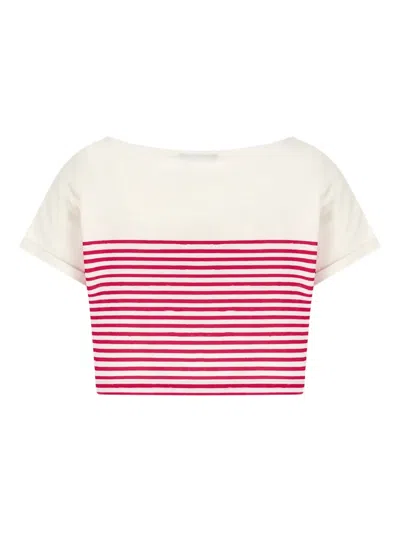 Balmain Mariniere Cropped T-shirt In Pink