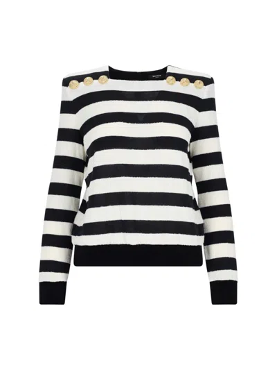 Balmain Striped Jersey Top Women In Multi