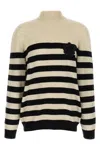 Balmain Striped Sweater With Ribbed Cuffs And Hem In Neutral
