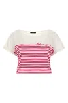 Balmain Fuchsia Cropped T-shirt In Multi