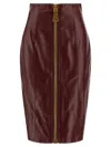 Balmain Front Zip Skirt Skirts Bordeaux In Brown