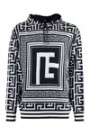 Balmain Maxi Monogram Scarf Hooded Sweater