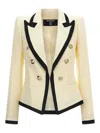 Balmain Women Maxi Shoulder Strap Blazer In Yellow