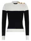 Balmain Slim-fit Two-tone Knitted Top In Multi