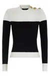 Balmain Slim-fit Two-tone Knitted Top In Multi