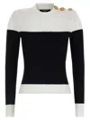 Balmain Slim-fit Two-tone Knitted Top In Black