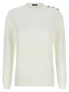 Balmain Maxi Shoulder Top Sweaters And Cardigans White In White