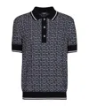 Balmain Pb Labyrinth Jacquard Knit Polo T-shirt In Black