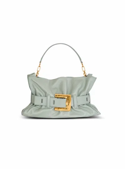 Balmain Medium Anthem Bag In Calfskin Leather In Green