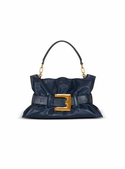Balmain Medium Anthem Bag In Leather In Blue