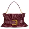 Balmain Medium Anthem Belted Gathered Leather Shoulder Bag In Red