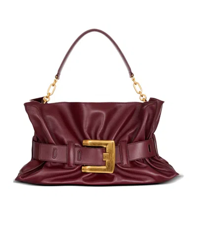 Balmain Medium Anthem Bag In Leather In Red