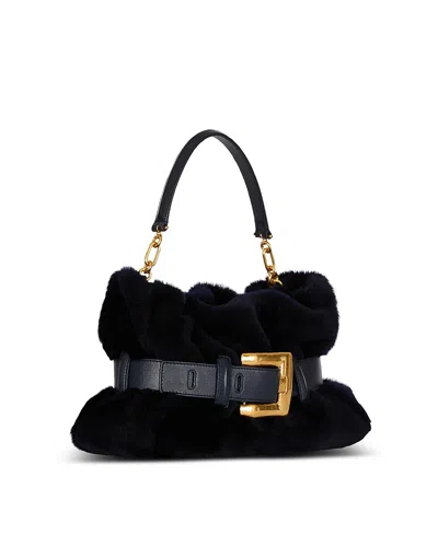 Balmain Medium Anthem Bag In Shearling In Pink