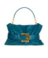 Balmain Medium Anthem Bag In Smooth Leather In Blue