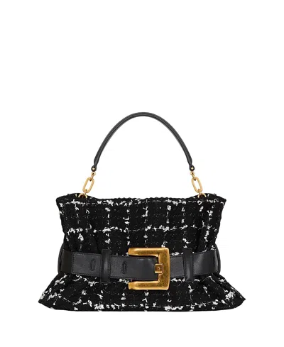 Balmain Medium Anthem Bag In Tweed In Black