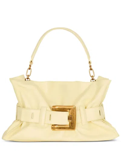 Balmain Medium Anthem Belt-detail Shoulder Bag In Yellow