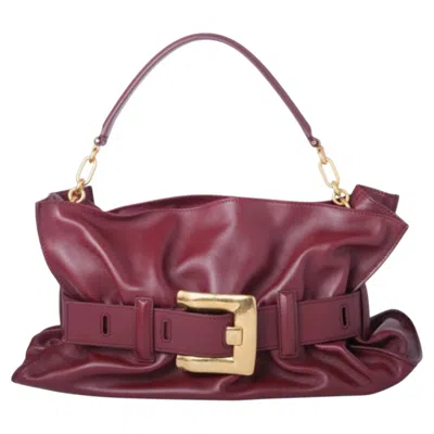 Pre-owned Balmain Medium Anthem Leather Shoulder Bag Burgundy - '20s In Red