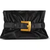 Balmain Anthem Medium Buckle Shoulder Bag In Calfskin In Black