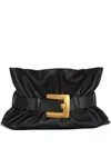 Balmain Anthem Medium Buckle Shoulder Bag In Calfskin In Black