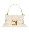 Balmain Anthem Medium Buckle Shoulder Bag In Calfskin In White