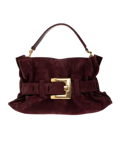 Balmain Medium Anthem Suede-leather Bag In Red