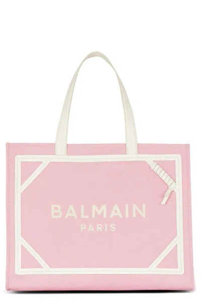 BALMAIN MEDIUM B-ARMY LOGO CANVAS SHOPPER TOTE