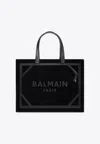 Balmain B Army Medium Shopper Tote Bag In Suede In Black