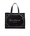 Balmain B-army Medium Shopper In Black And White Canvas And Leather In Black