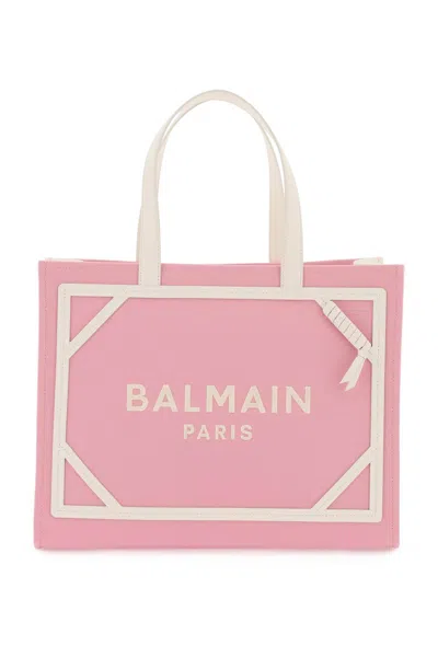 Balmain Medium B-army Tote Bag In White,pink