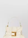 Balmain Anthem Medium Buckle Shoulder Bag In Calfskin In White