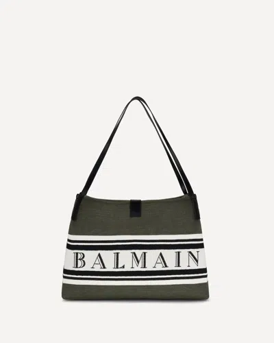 BALMAIN MEDIUM CANVAS AND LEATHER RELEASE TOTE