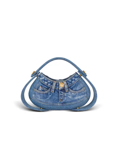 Balmain Medium Denim Jolie Madame Bag In Blue