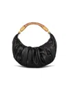 Balmain Ebene Medium Ruched Top-handle Bag In Leather In Black