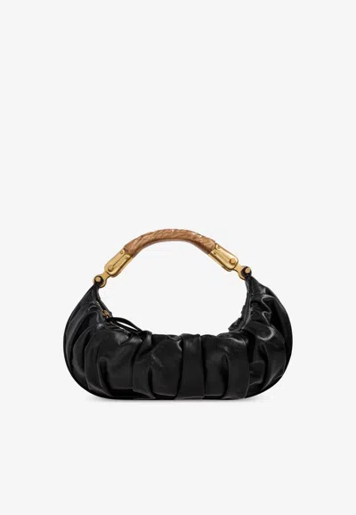 Balmain Medium Ebene Leather Handbag In Black