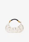 Balmain Medium Ebene Leather Top Handle Bag In White